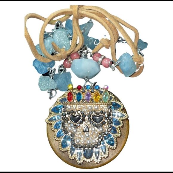 **HOST PICK** Artisan OOAK Sparkly Call the Witch Doctor Necklace in Blue - Picture 2 of 5